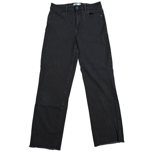 Carly Jean Womens Size 7 Black Denim Chrissy Classic Vtg Jeans Raw Hem Straight - Picture 1 of 15